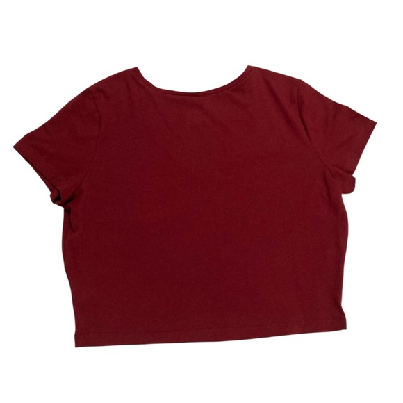 Wild Fable Burgundy Cropped V-neck Top Tshirt Size XXL - Picture 3 of 4